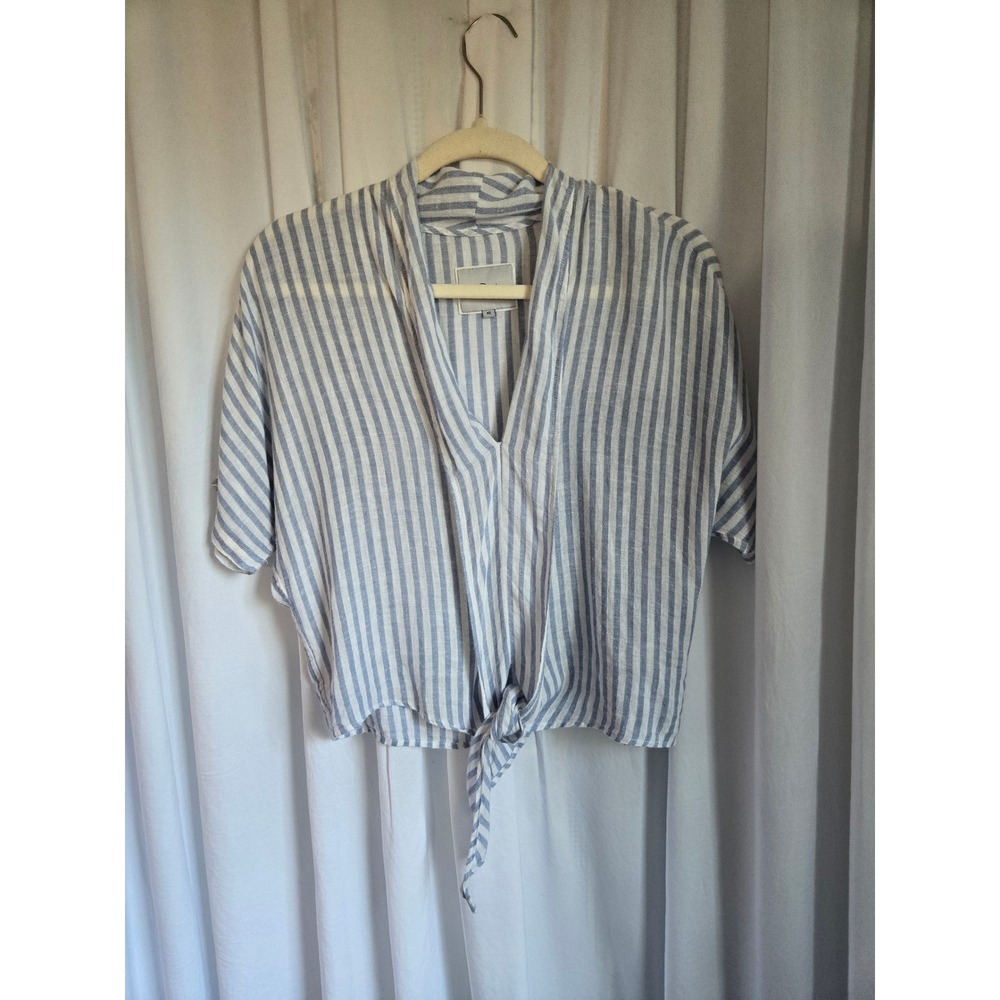 RAILS June Bluebell Stripe Front Tie Blouse Top XS SOLD OUT Linen Rayon